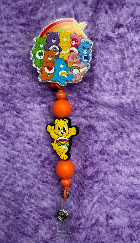 Cute Yellow Bear Orange - Beaded Badge Reel