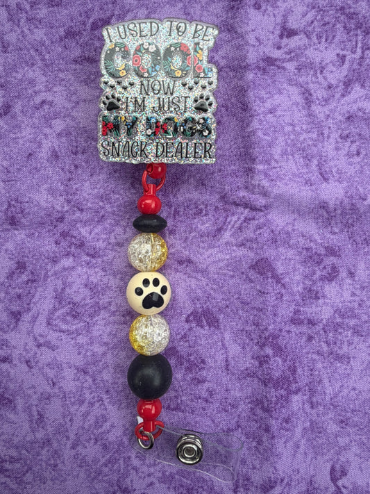 🐕Snack Dealer🐶 Red & Black - Beaded Badge Reel