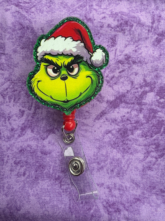 Green Grumpy Guy - Acrylic Badge Reel