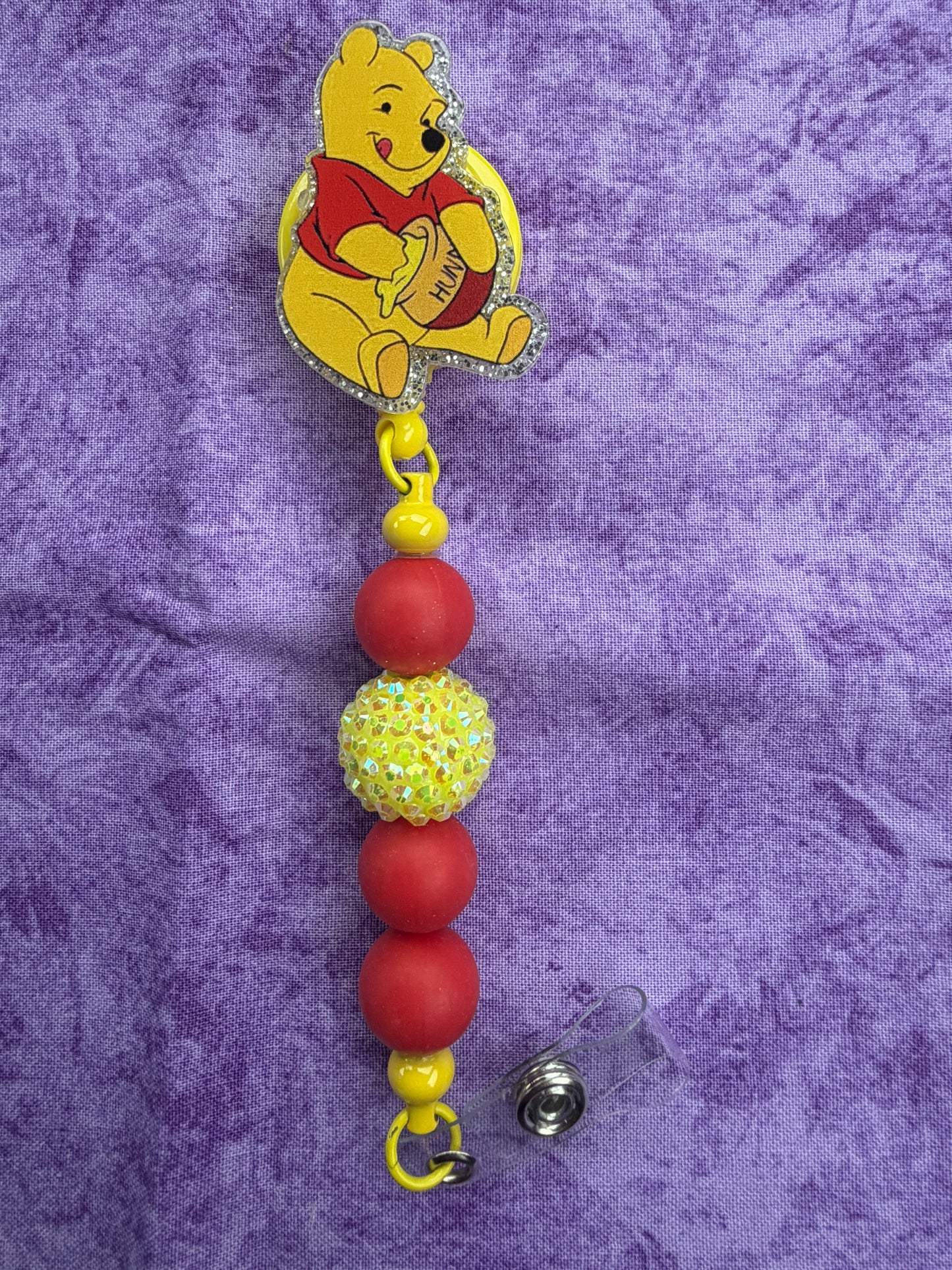 Cute Bear & Honey - Beaded Badge Reel