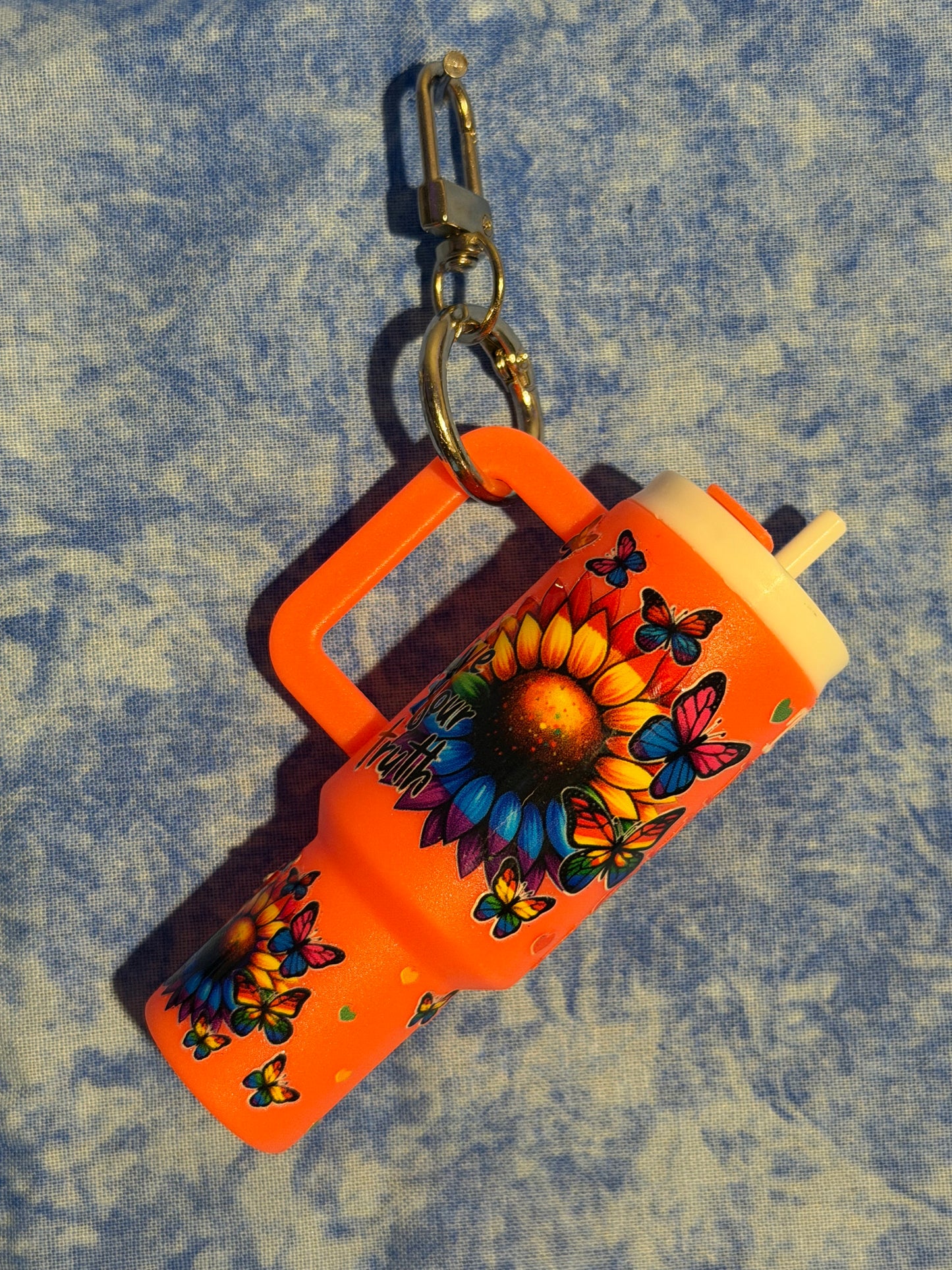 Sunflowers & Butterflies - mini tumbler keychain