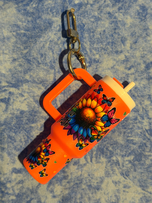 Sunflowers & Butterflies - mini tumbler keychain