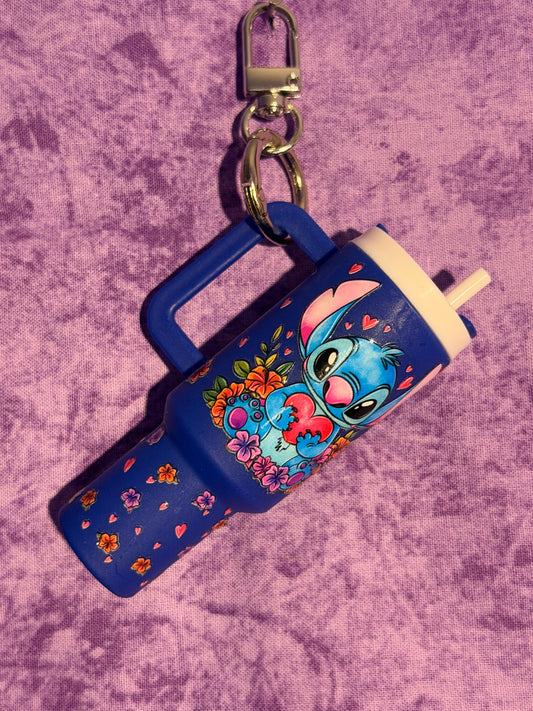 Cute blue Alien - mini tumbler keychain