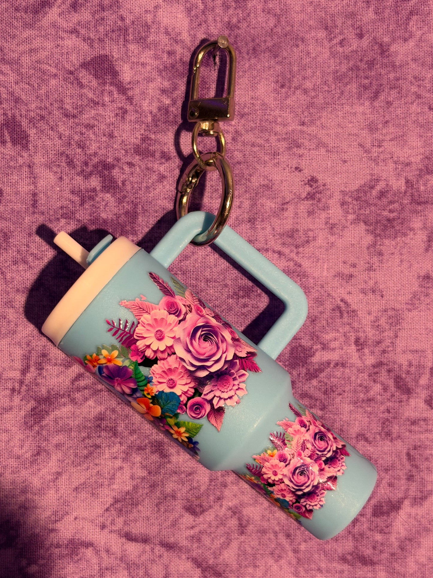 Cute Elephant and flowers - mini tumbler keychain