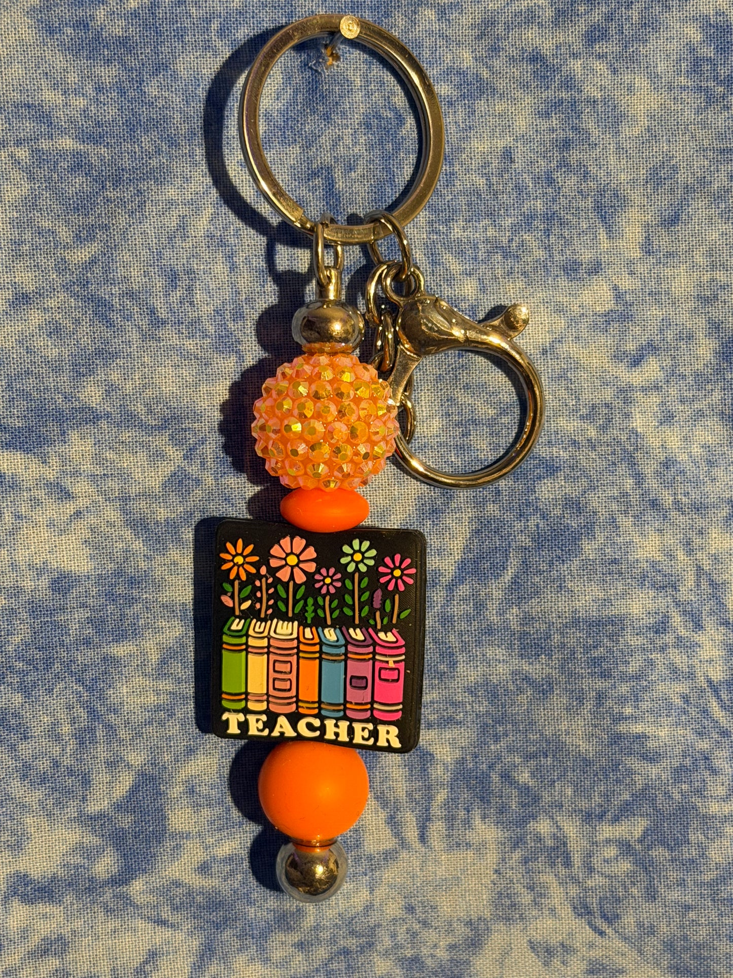 Teacher Orange - Beaded Keychain