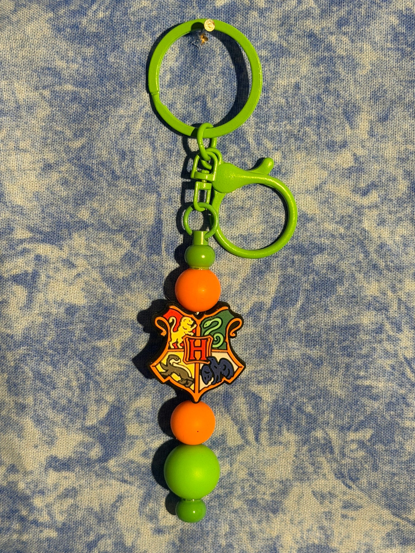 Wizards Green and Orange - Beaded Keychain