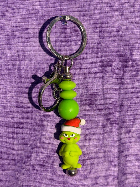 Cute Green Character - Beaded Keychain