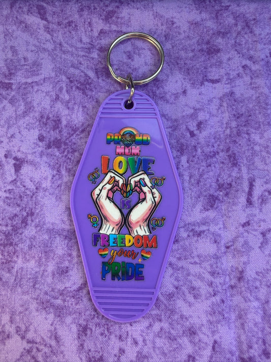 Proud Mom Love Purple - Hotel Keychain