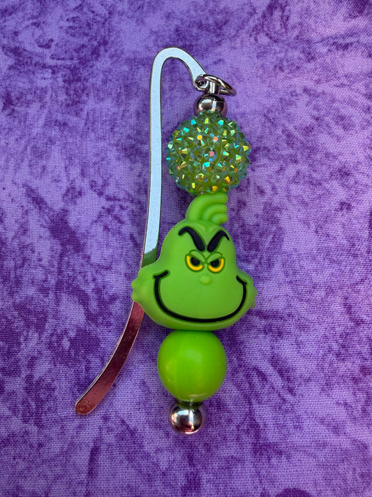 Green Grouchy Guy - Beaded Bookmark