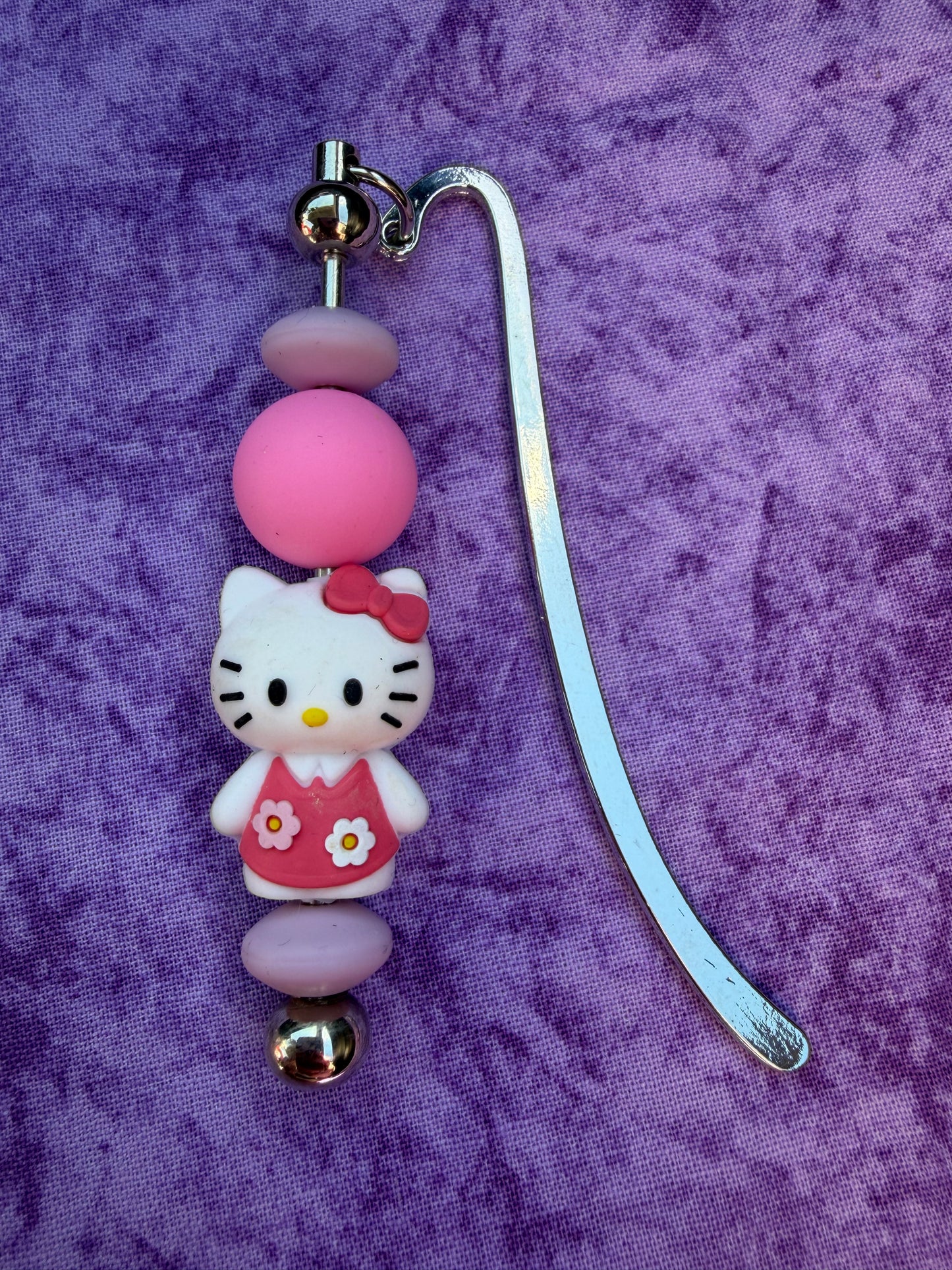 Cute Pink Kitty - Beaded Bookmark