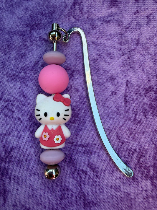 Cute Pink Kitty - Beaded Bookmark
