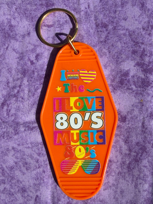 I Love 80s Music Orange - Hotel Keychain