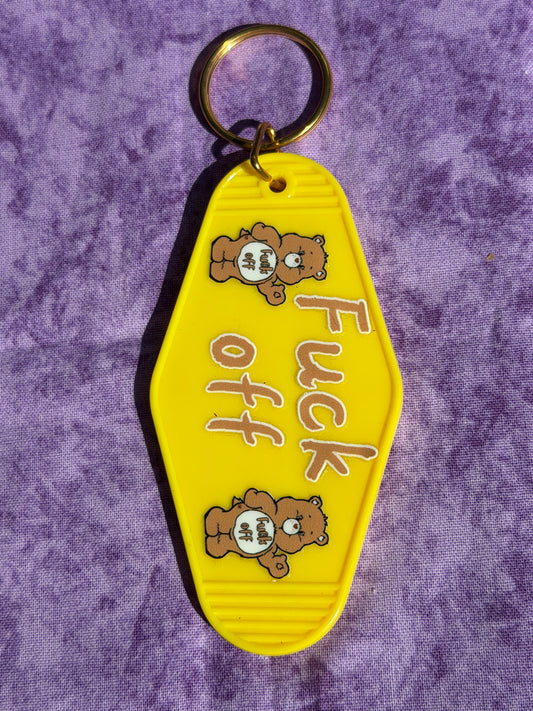 F*ck Off Yellow Cute Bear - Hotel Keychain
