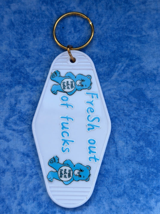 Fresh Out Of F*cks Cute Bear - Hotel Keychain