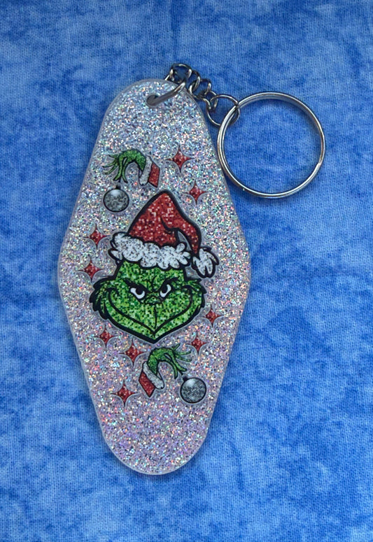 Green Grumpy Guy Shiny Silver - Hotel Keychain