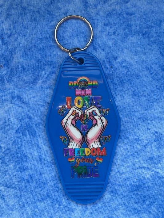 Proud Mom Love Blue - Hotel Keychain