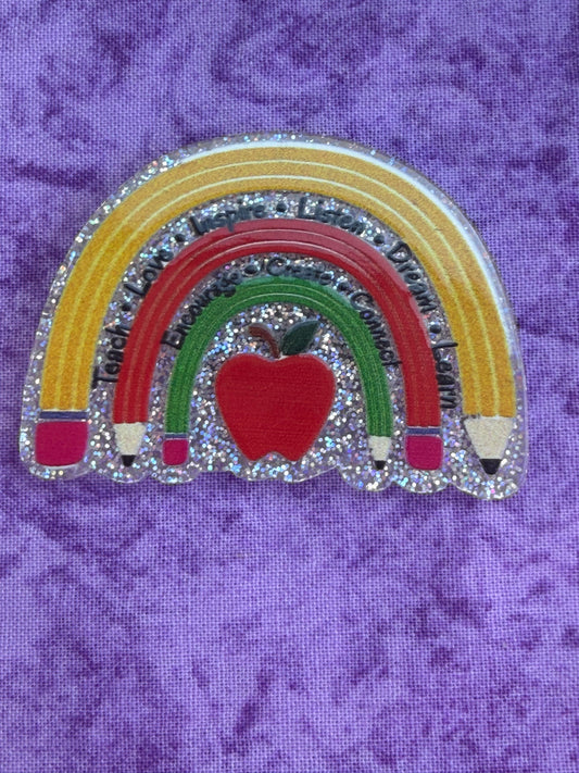 Teacher Pencil Rainbow - Acrylic Magnet