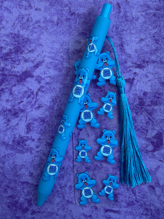 Swear Bears Zero F*^cks Given Blue Emotion Kids Blue - Pen And Bookmark Set