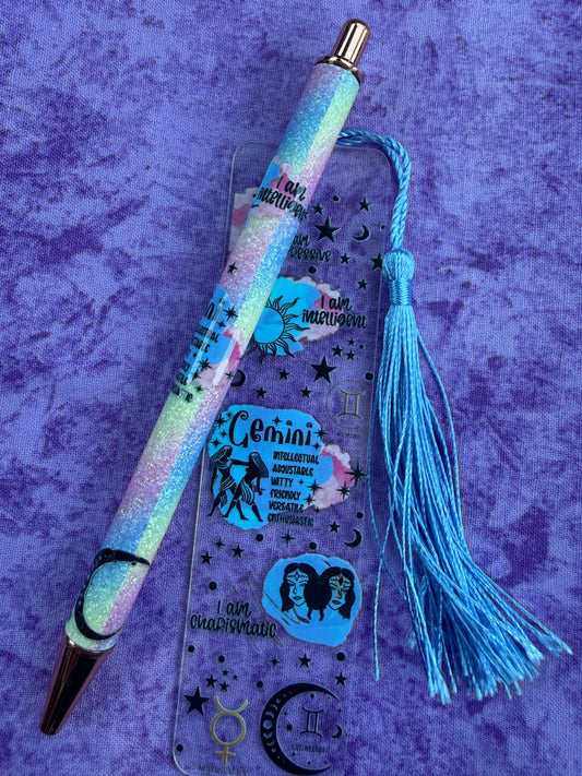 Gemini Zodiac - Pen And Bookmark Set