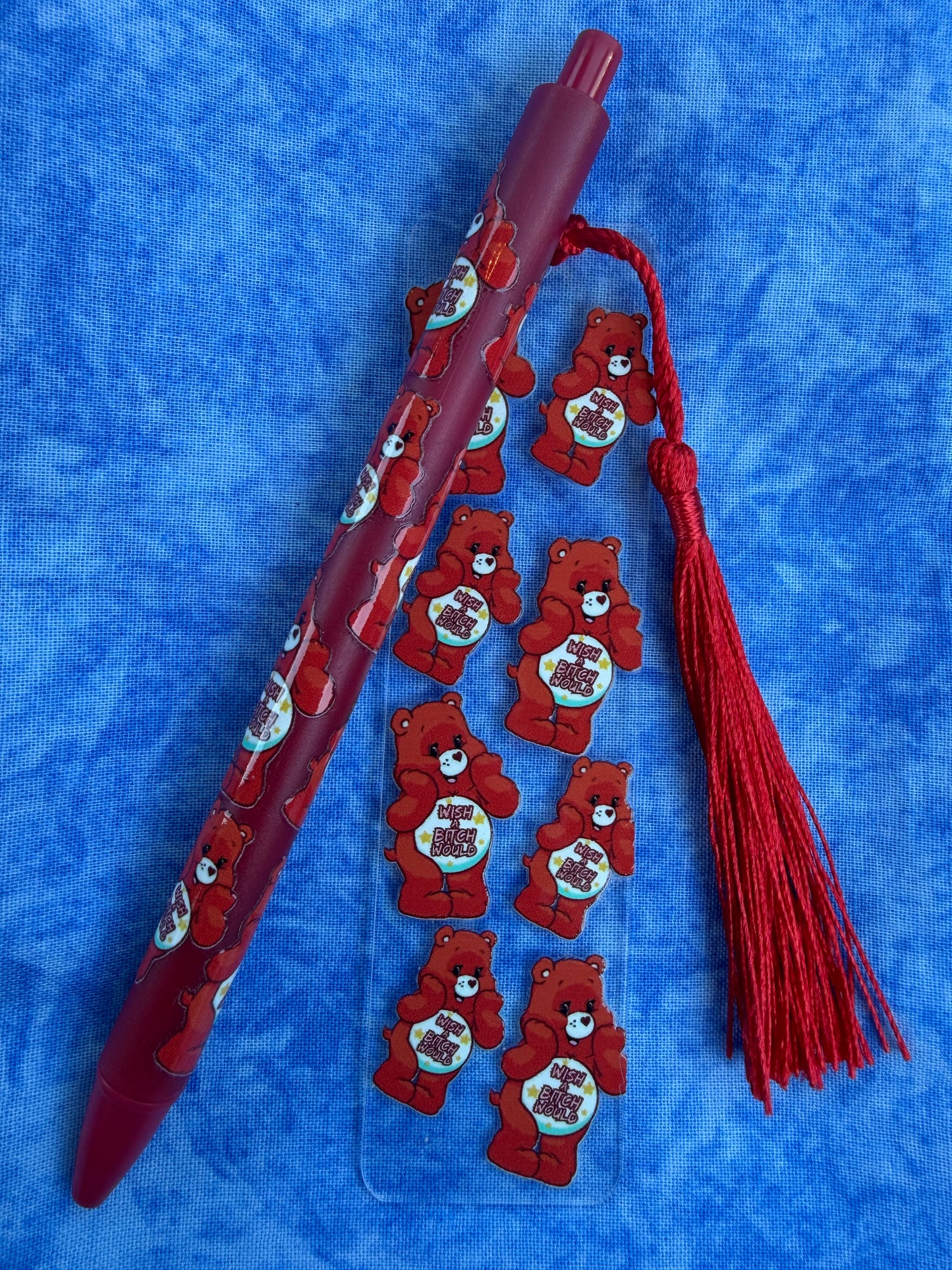 Swear Bear Red Wish A B*^ch Would - Pen And Bookmark Set