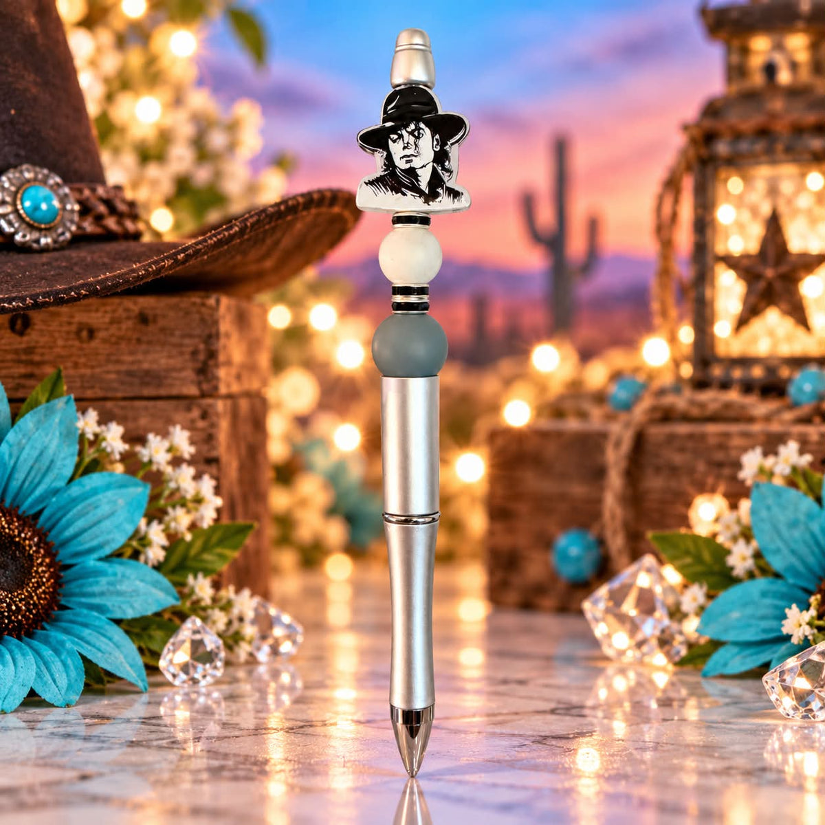 Singer Grey - Beaded Pen