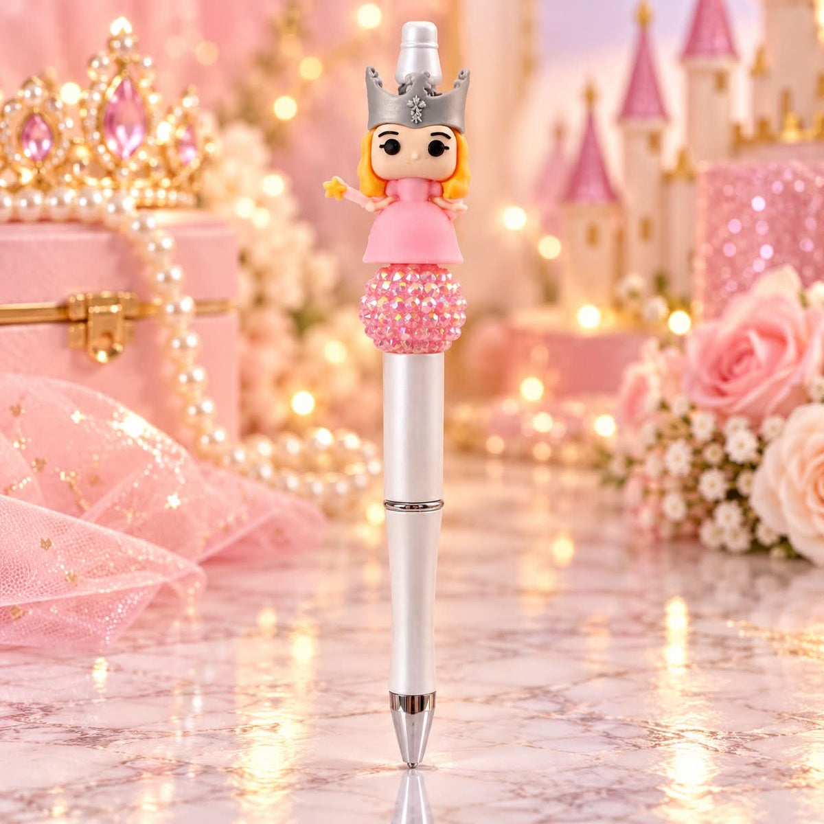 Pink Witch White - Beaded Pen