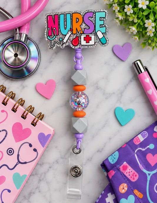 Nurse Colorful - Beaded Badge Reel